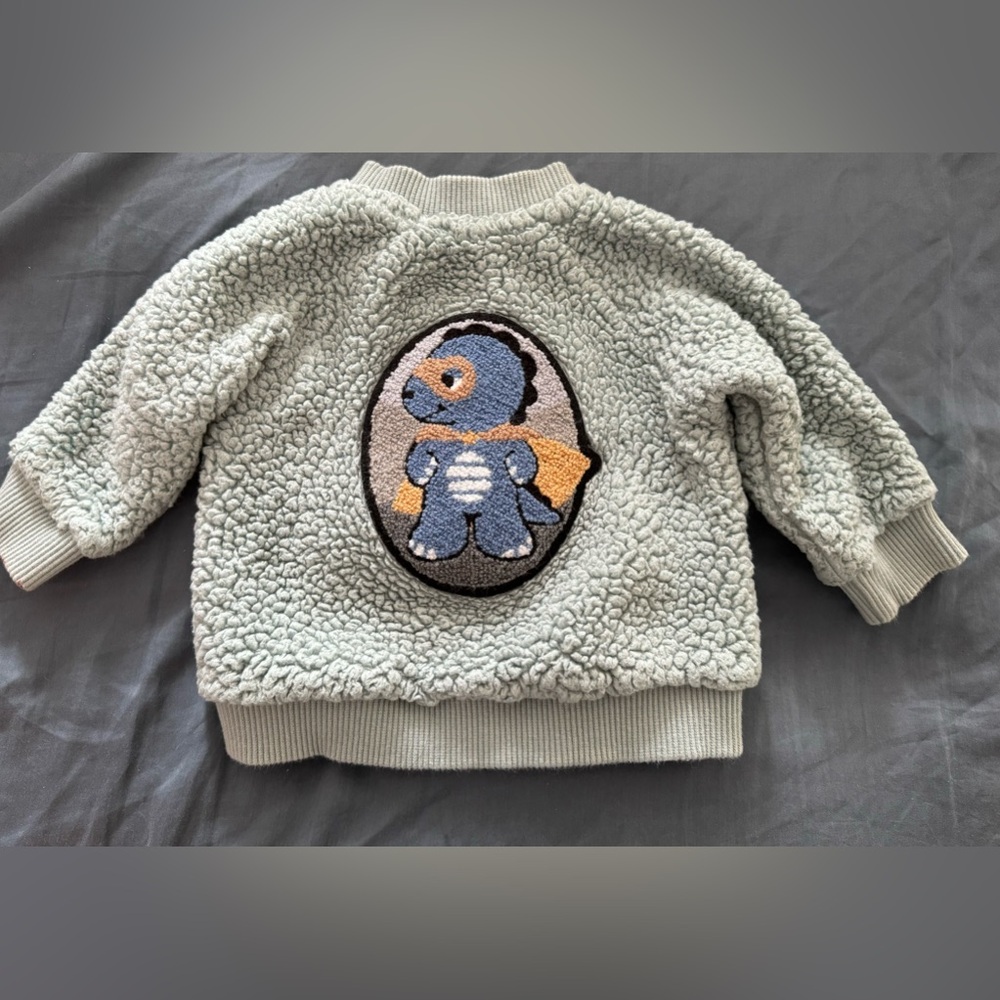 Huxbaby Sherpa  Dinosaur Zip Up Jacket